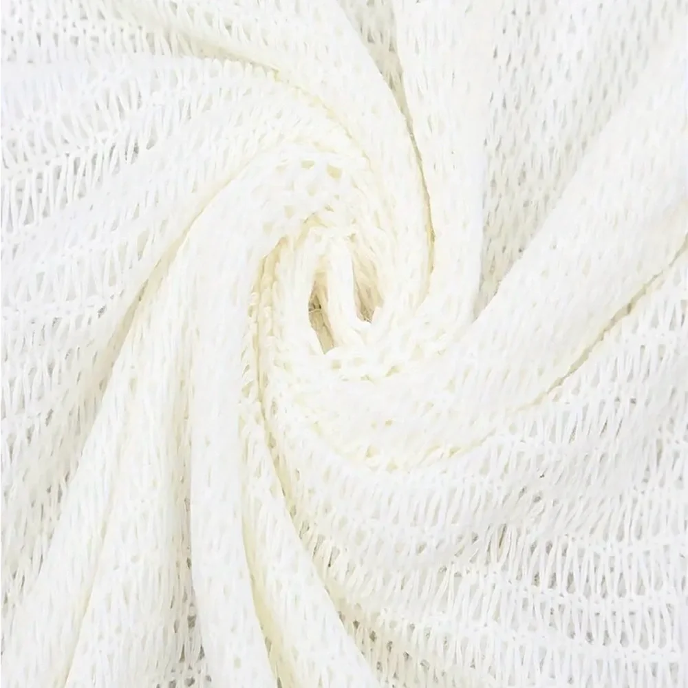 White Knit Fringe Coverup